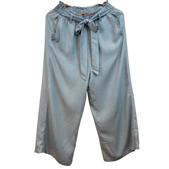 LOVE TREE Light Blue Tencil Wide Leg Ankle Cropped Pants Women’s M - Picture 5 of 12